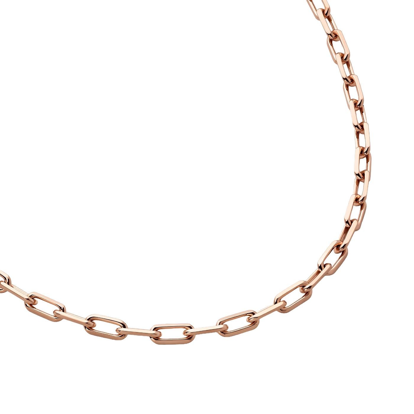 Modernista Cartier Santos De Cartier Collana a catena geometrica modello piccolo in oro rosa 18 carati in vendita