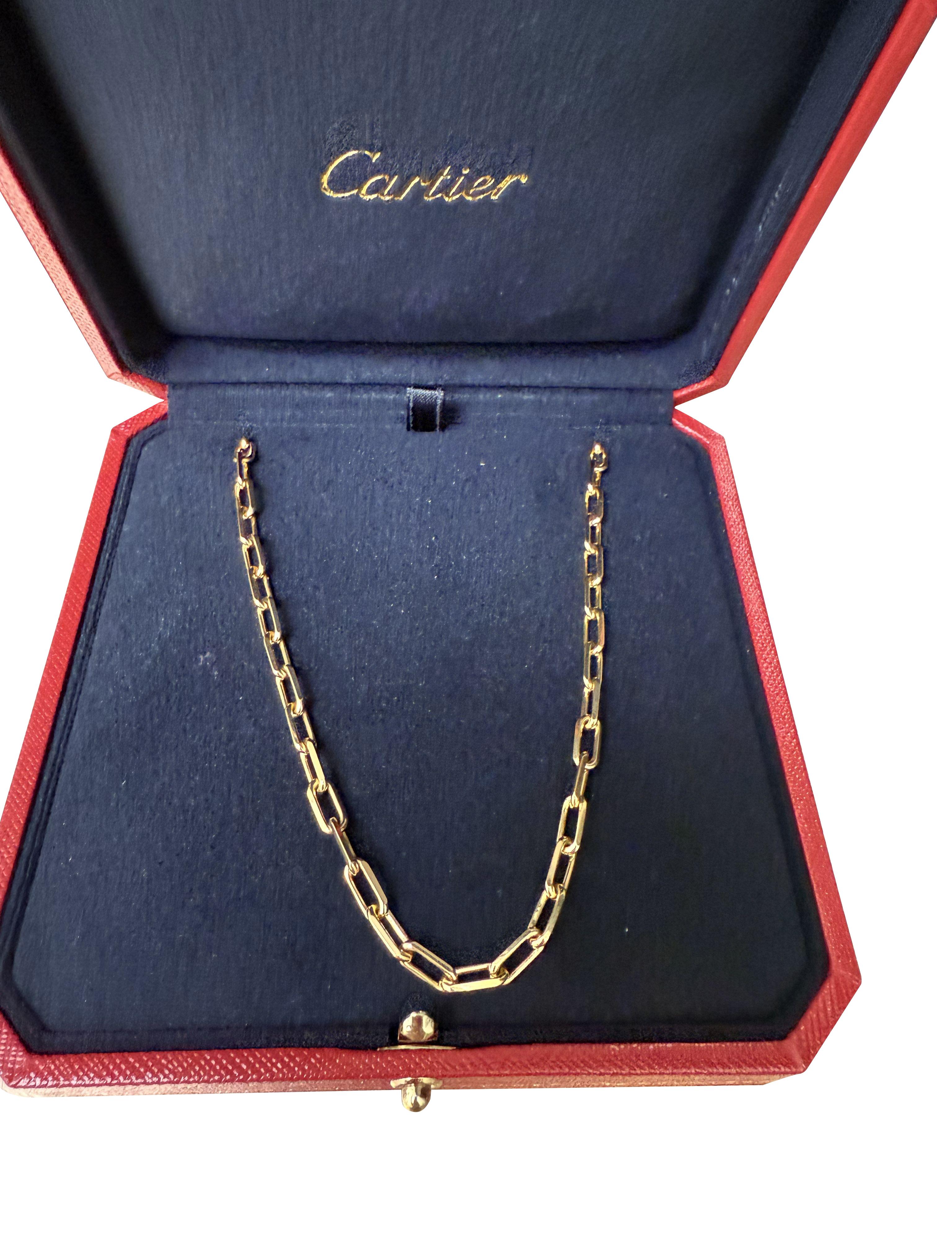 Cartier Santos De Cartier Collana a catena geometrica modello piccolo in oro rosa 18 carati in vendita 2