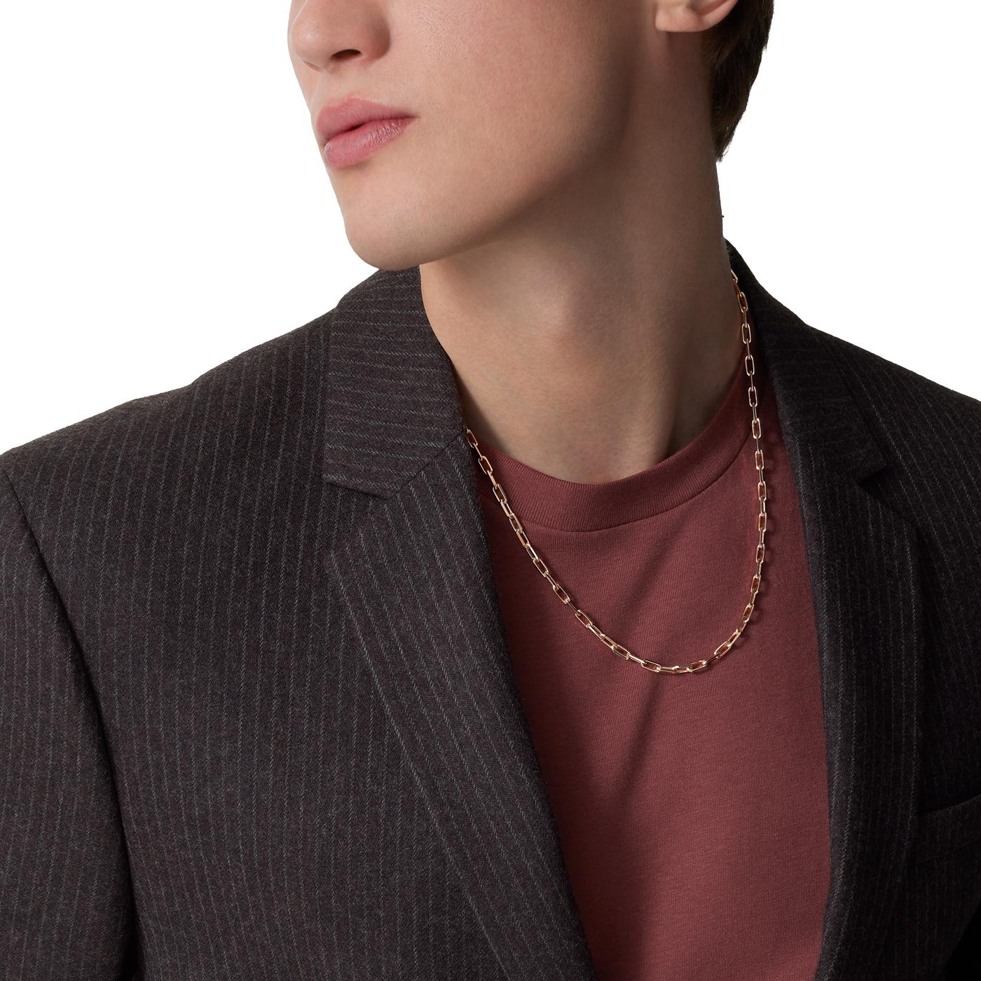 Cartier Santos De Cartier Collana a catena geometrica modello piccolo in oro rosa 18 carati in vendita 3