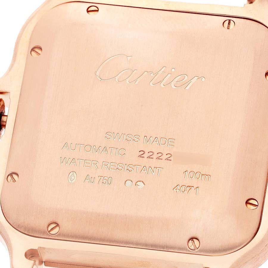 Men's Cartier Santos De Cartier Large Rose Gold Silver Dial Watch WGSA0019 Box Card