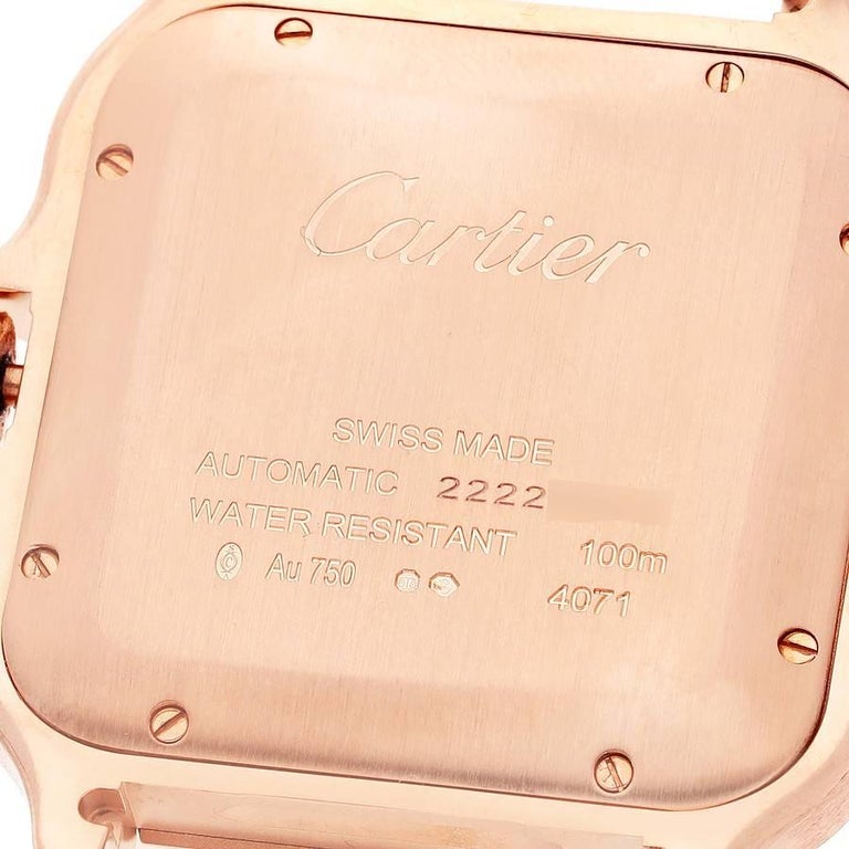 Cartier Santos De Cartier Large Rose Gold Silver Dial Watch WGSA0019 Box Card 2