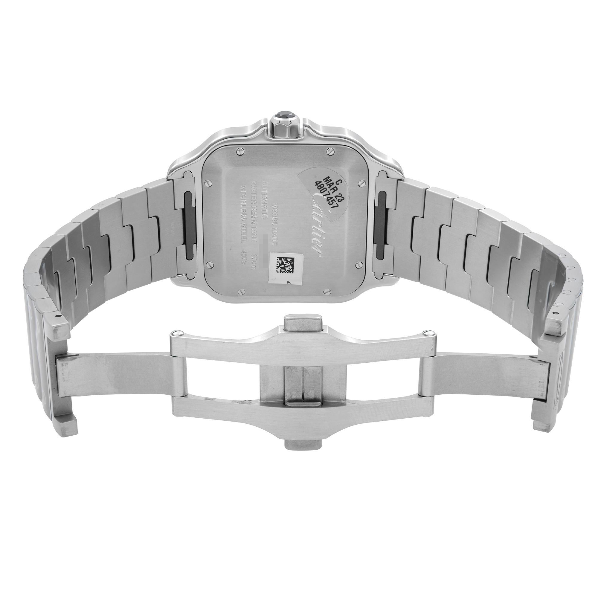 Cartier Santos De Cartier Large Steel Gray Dial Automatic Mens Watch WSSA0037 In New Condition In New York, NY