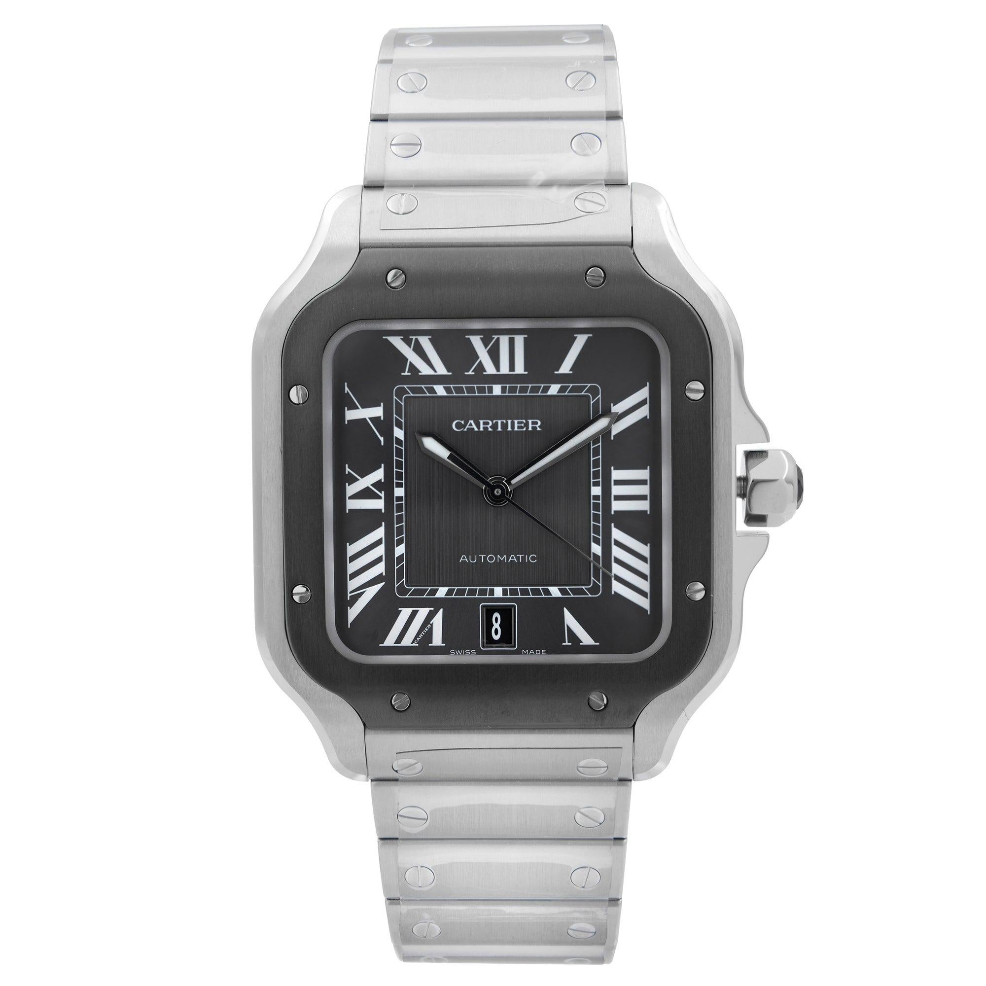 Cartier Santos De Cartier Large Steel Gray Dial Automatic Mens Watch ...