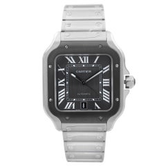 Cartier Santos De Cartier Grande montre automatique en acier à cadran gris pour hommes WSSA0037