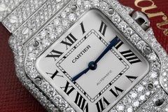 Montre Cartier Santos De Cartier en acier inoxydable avec diamants, taille moyenne, WSSA0029