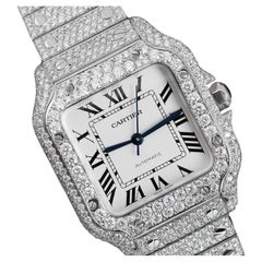 Cartier Santos De Cartier Medium Custom Diamond Stainless Steel Watch WSSA0029 