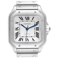 Cartier Santos De Cartier Medium Steel Mens Watch WSSA0010 Box Card