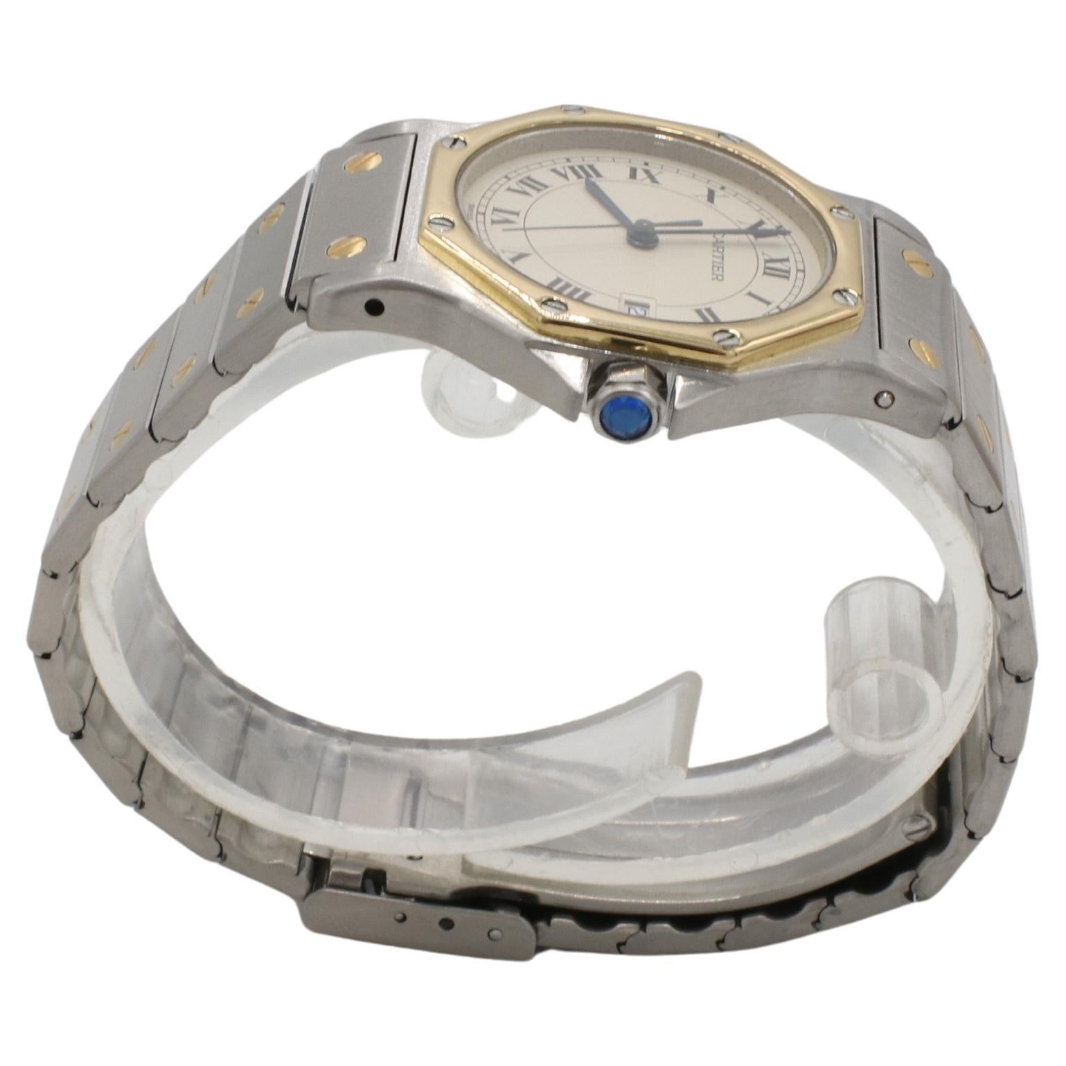 Contemporary Cartier Santos de Cartier Octagon Two-Tone Stainless Steel Quartz Watch 187902 For Sale