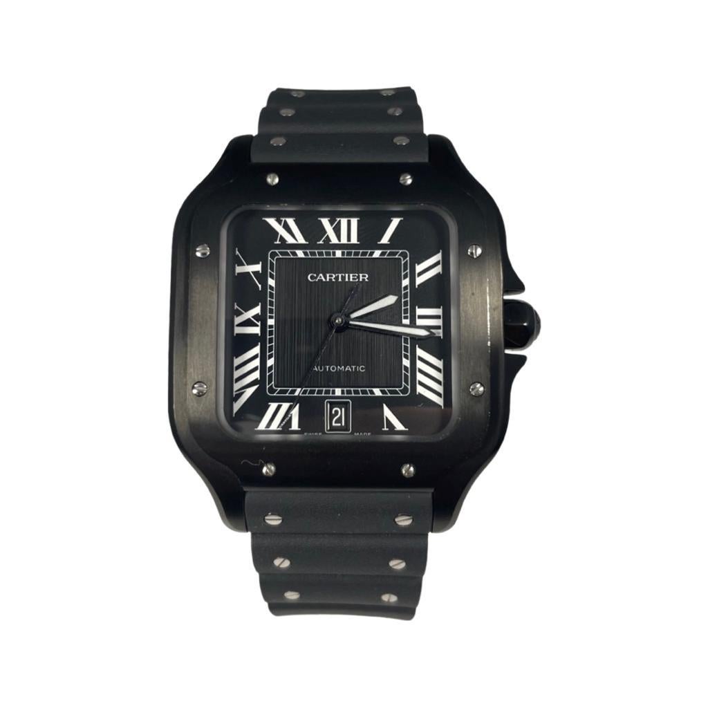 Cartier Santos De Cartier Ref. WSSA0039 Black Stainless Steel Rubber Strap In Good Condition In Miami, FL