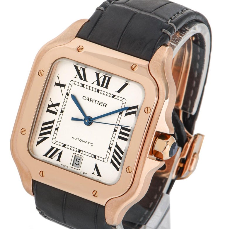 Cartier Santos De Cartier Rose Gold WGSA0019 Watch In Excellent Condition For Sale In London, GB