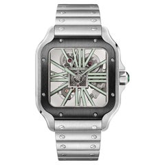 Reloj Cartier Santos De Cartier Esqueleto Mecánico Caja Acero Negro WHSA0033