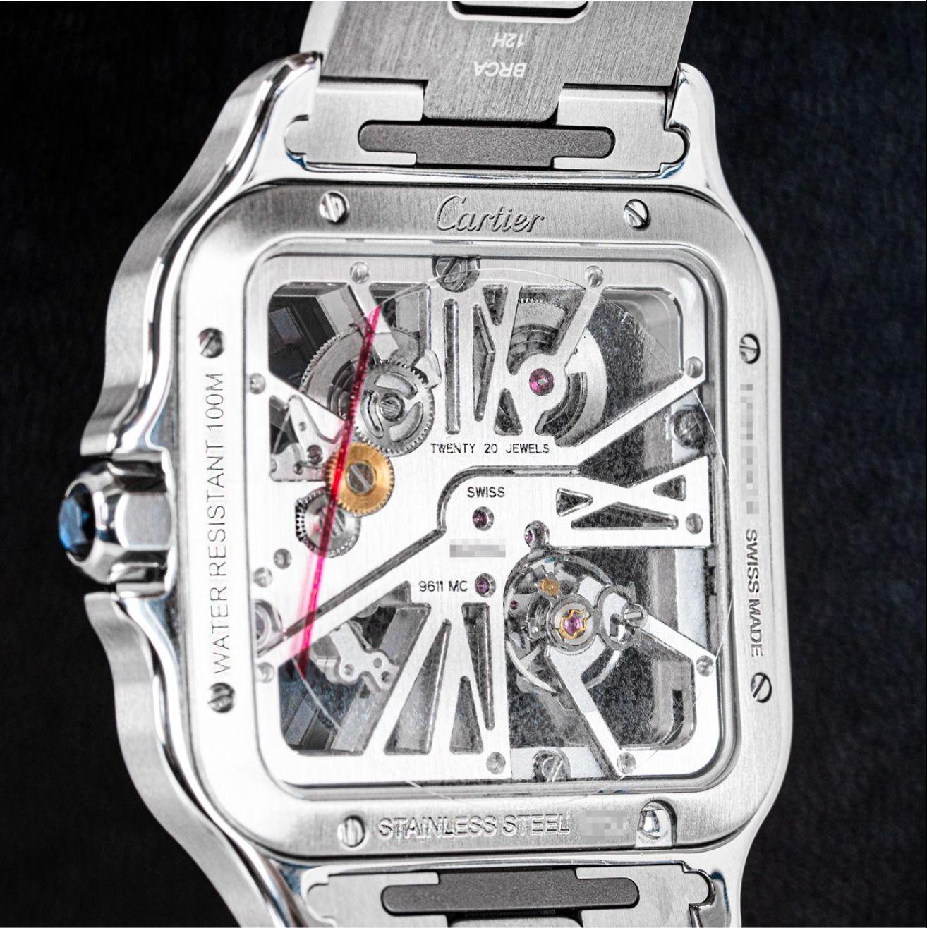 cartier santos skeleton on wrist