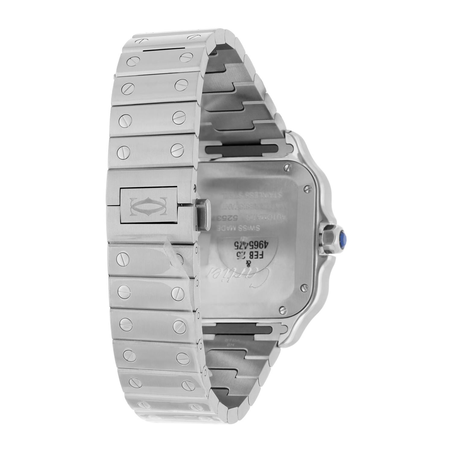 Cartier Santos De Cartier Edelstahl Grünes Zifferblatt WSSA0061 Midsize Ungetragen 2