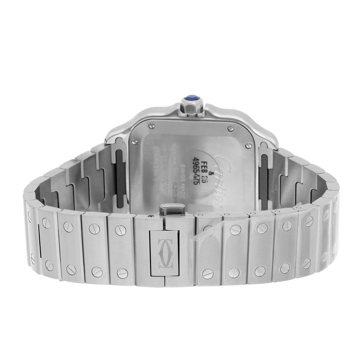 Cartier Santos De Cartier Edelstahl Grünes Zifferblatt WSSA0061 Midsize Ungetragen 3