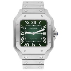Cartier Santos De Cartier Edelstahl Grünes Zifferblatt WSSA0061 Midsize Ungetragen