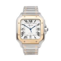 Used Cartier Santos de Cartier Stainless Steel and 18 Karat Yellow Gold W2SA0006