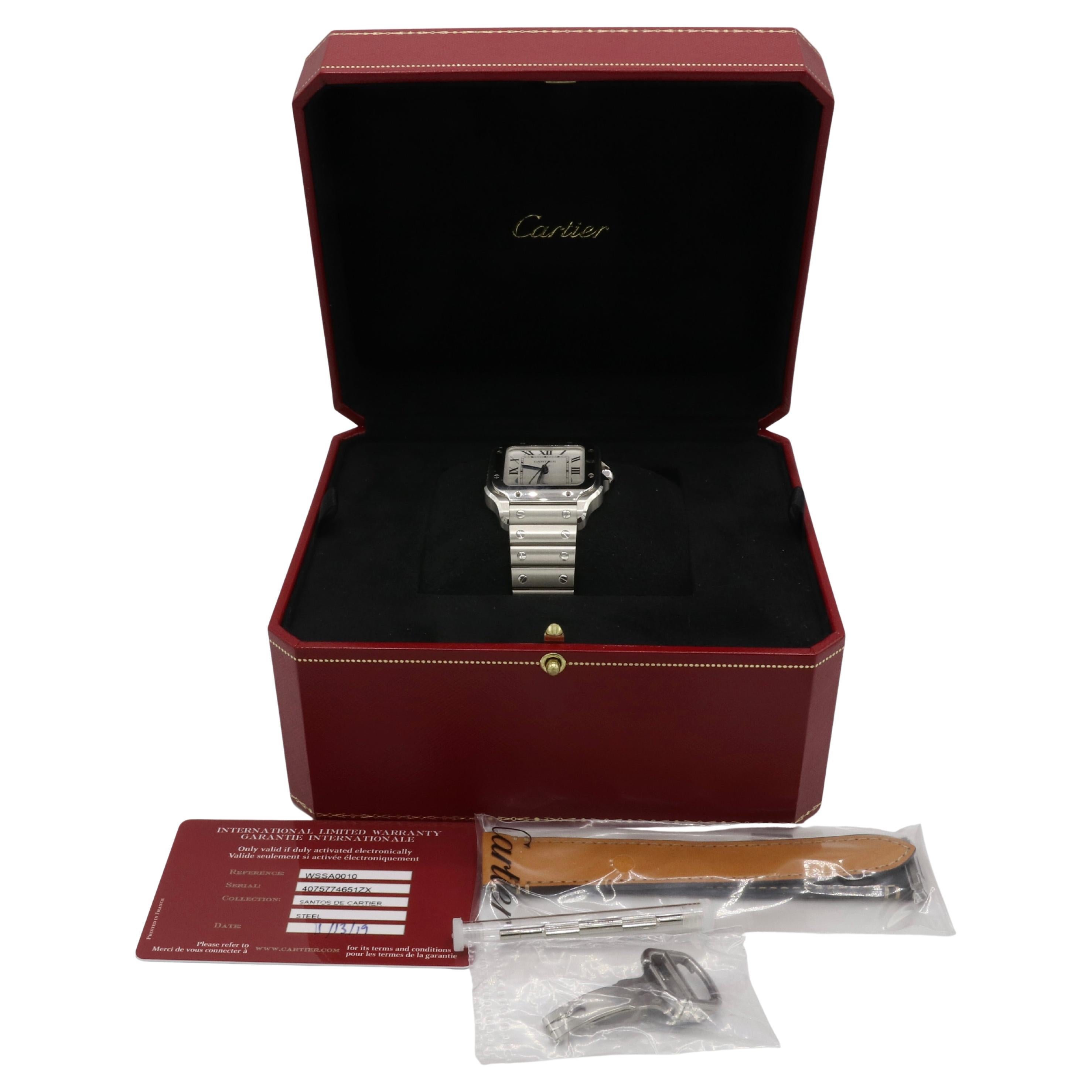 Cartier Santos De Cartier Stainless Steel Automatic Watch WSSA0010 For Sale 2