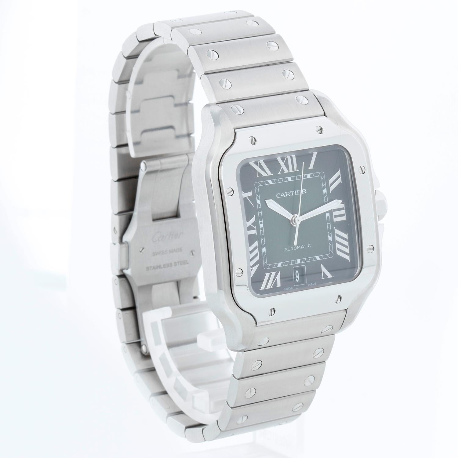 Cartier Santos De Cartier Stainless Steel Large Watch WSSA0062 In New Condition For Sale In Dallas, TX