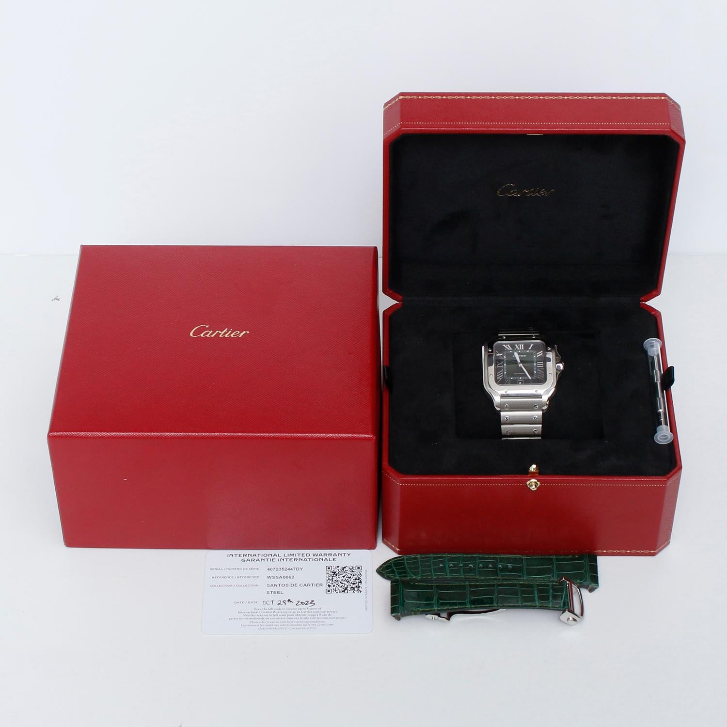 Grande montre Cartier Santos De Cartier en acier inoxydable WSSA0062 en vente 2