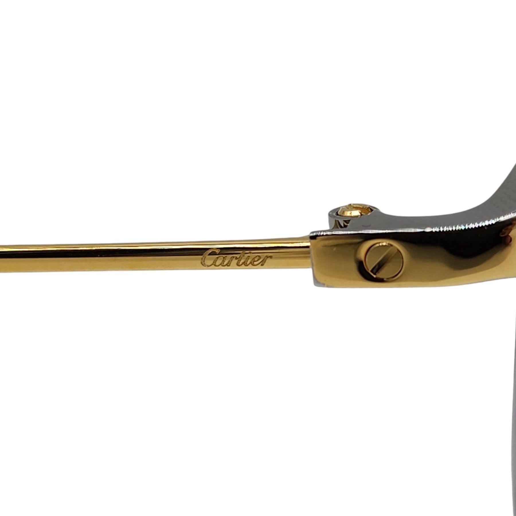 Cartier Santos de Cartier Sunglasses in Gold In Excellent Condition In Los Angeles, CA