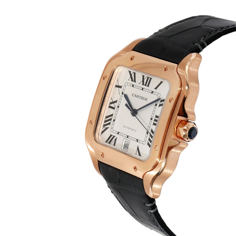 Cartier Santos De Cartier WGSA0019 Men's Watch in 18kt Rose Gold In Excellent Condition For Sale In New York, NY