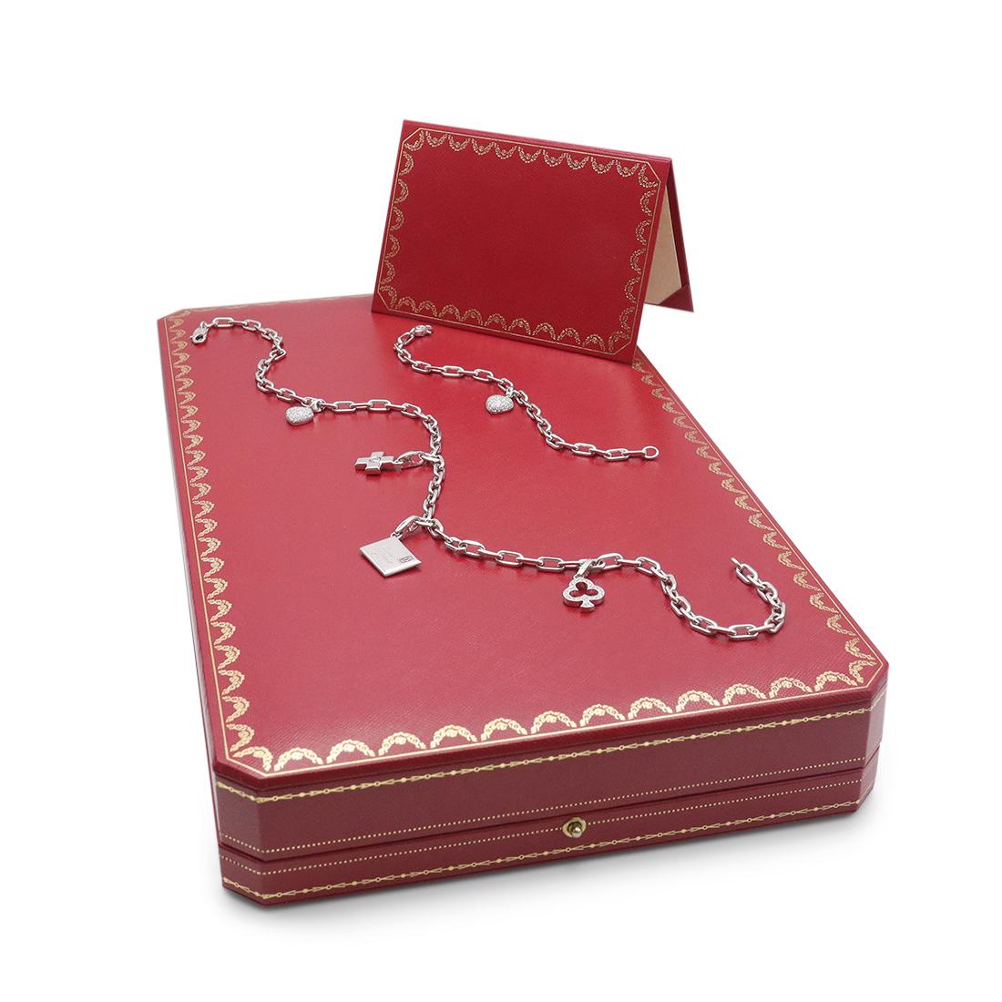 Cartier Santos de Cartier Weißgold Halskette und Armband mit Cartier-Anhängern 6