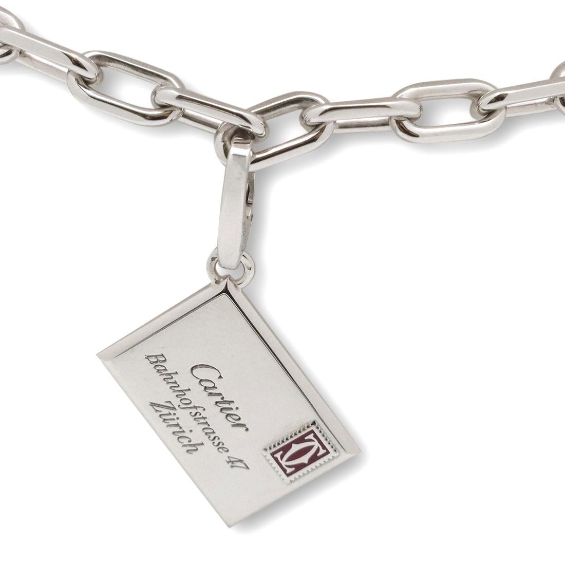 Cartier Santos de Cartier Weißgold Halskette und Armband mit Cartier-Anhängern 2