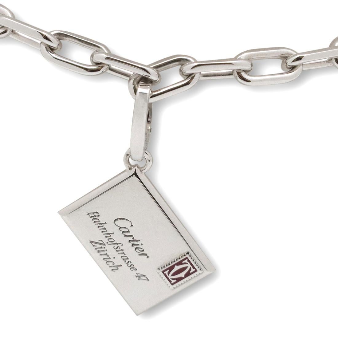 Cartier Santos de Cartier White Gold Necklace and Bracelet with Cartier Charms In Excellent Condition In New York, NY