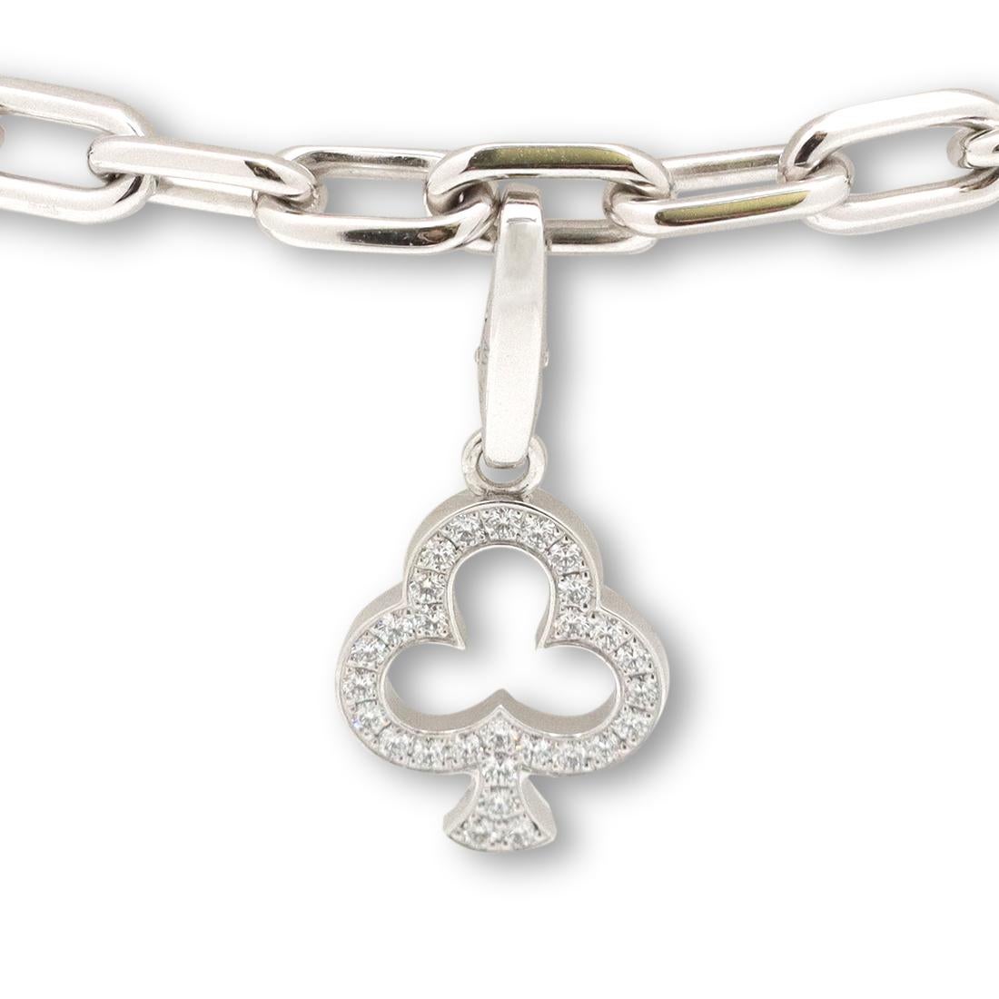 Women's or Men's Cartier Santos de Cartier White Gold Necklace and Bracelet with Cartier Charms