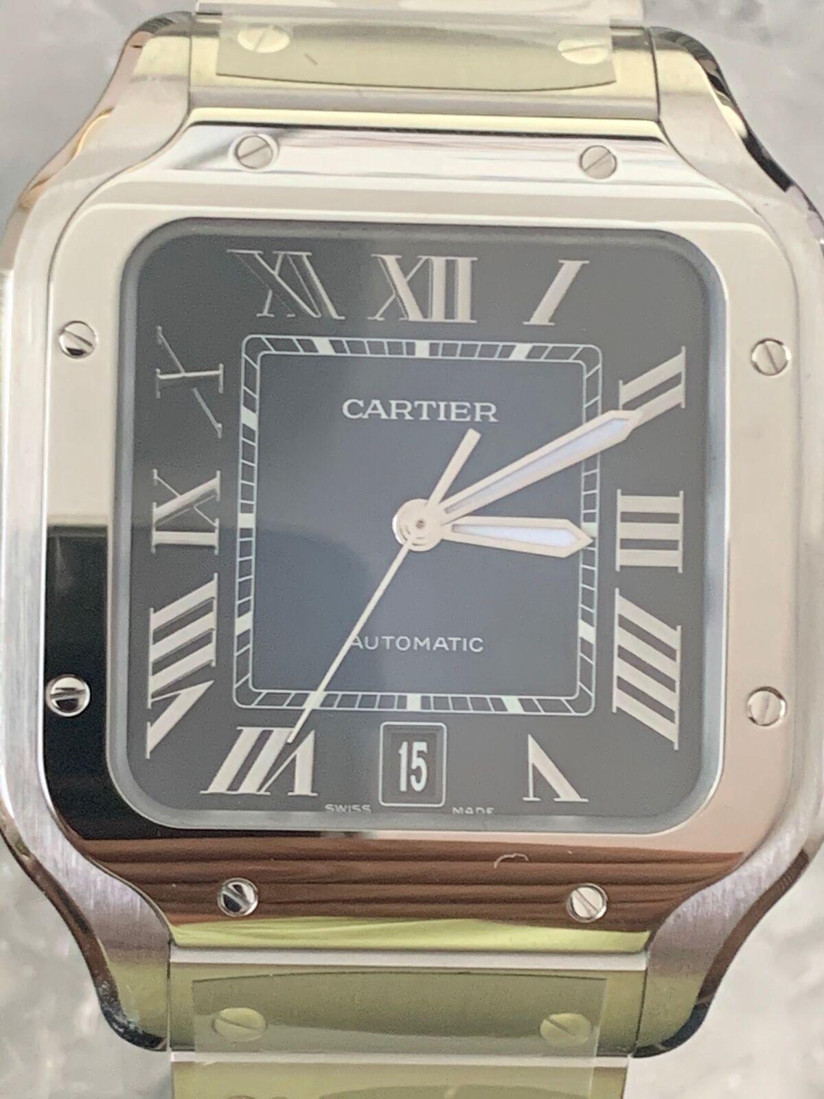 Cartier Santos De Cartier WSSA0030 Large avec cadran bleu complet 2023 en vente 1