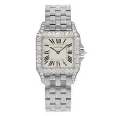 Cartier Santos Demoiselle 18K Gold Factory Diamonds Quartz Ladies Watch WF9004Y8