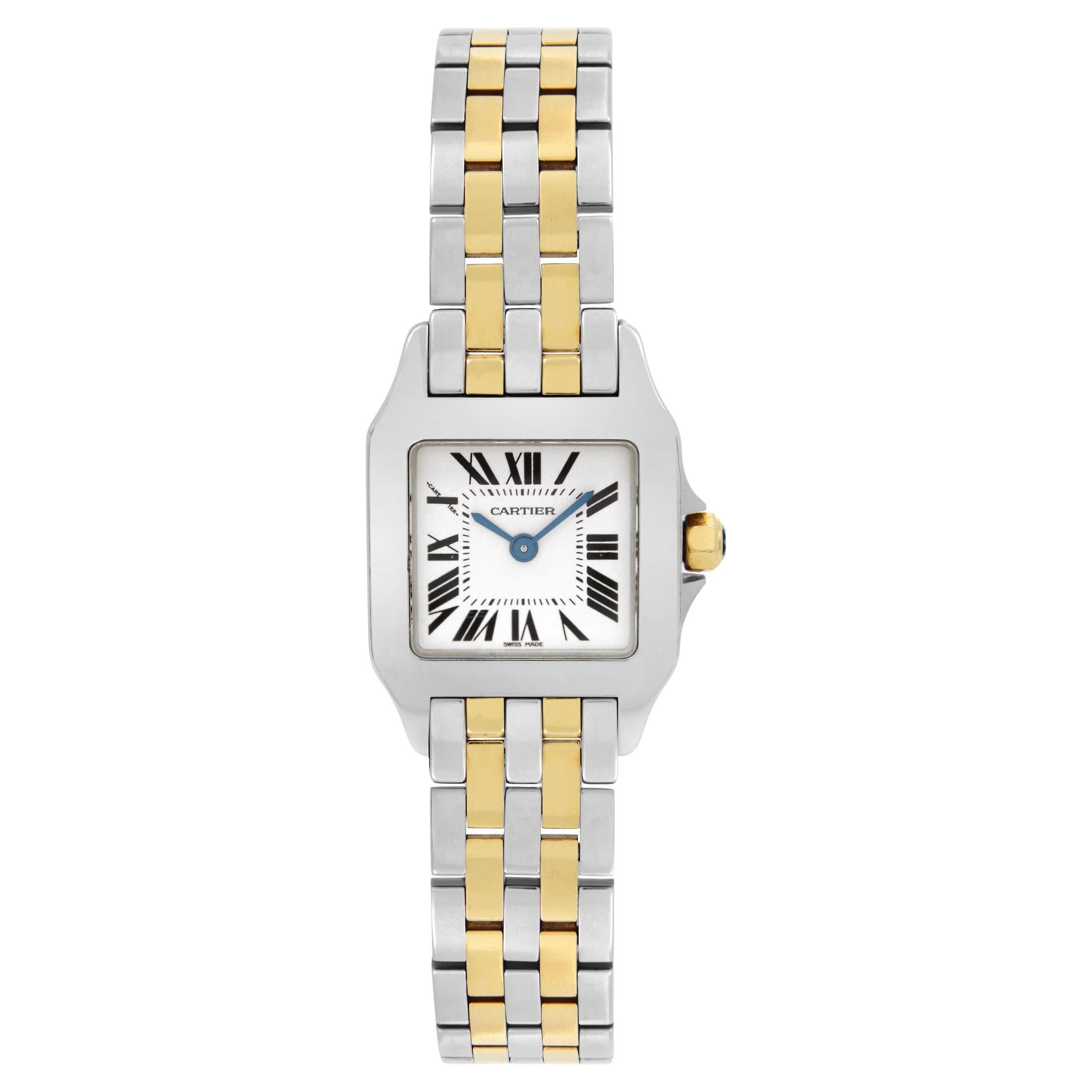 Cartier Santos Demoiselle 18k Gold Steel White Dial Quartz Ladies Watch W25066Z6