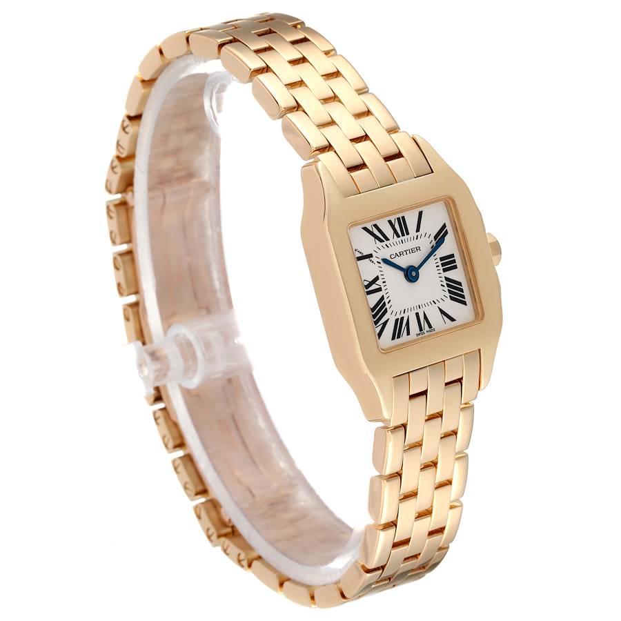 Cartier Santos Demoiselle 18k Yellow Gold Silver Dial Ladies Watch W25063X9 In Excellent Condition For Sale In Atlanta, GA