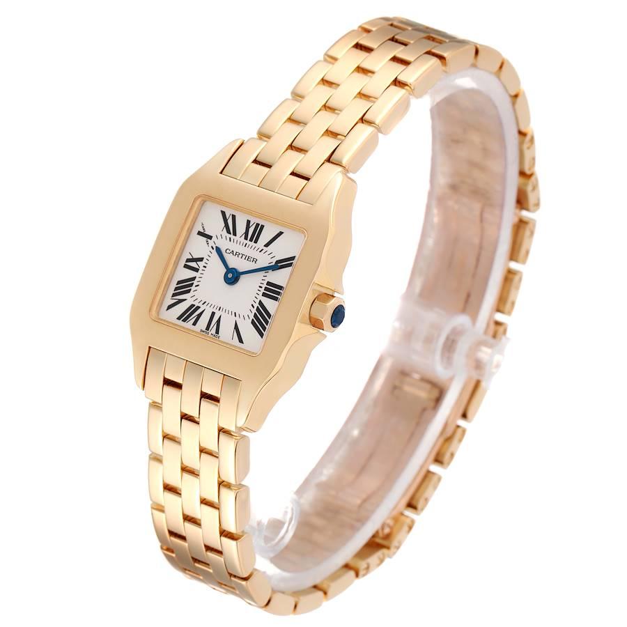 Women's Cartier Santos Demoiselle 18k Yellow Gold Silver Dial Ladies Watch W25063X9 For Sale