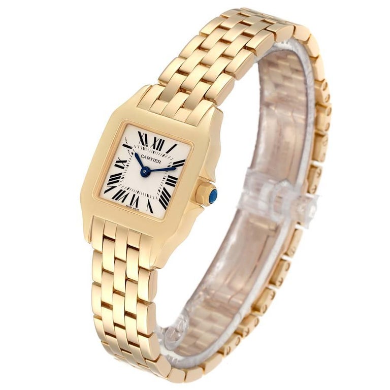 Cartier Santos Demoiselle 18k Yellow Gold Silver Dial Ladies Watch