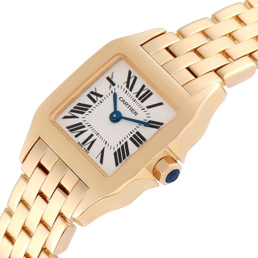 Cartier Santos Demoiselle 18k Yellow Gold Silver Dial Ladies Watch W25063X9 For Sale 1