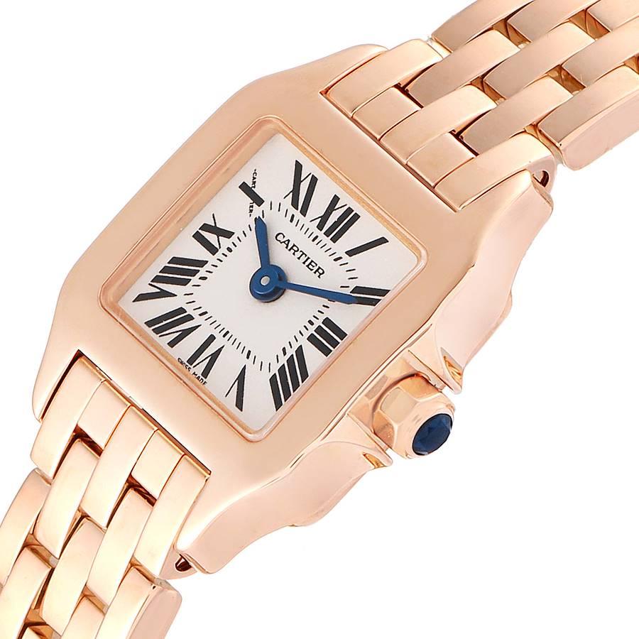 Cartier Santos Demoiselle 18k Rose Gold Ladies Watch W25077X9 In Excellent Condition For Sale In Atlanta, GA