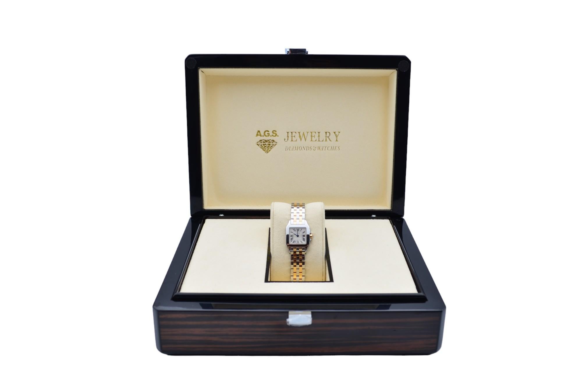 The watch is in a very good condition, it has professional polish and it’s working well. The total length of the bracelet (case+bracelet) is 16.5cm.  The watch comes with an AGS Jewelry wooden box, along with an AGS Jewelry warranty card. For more