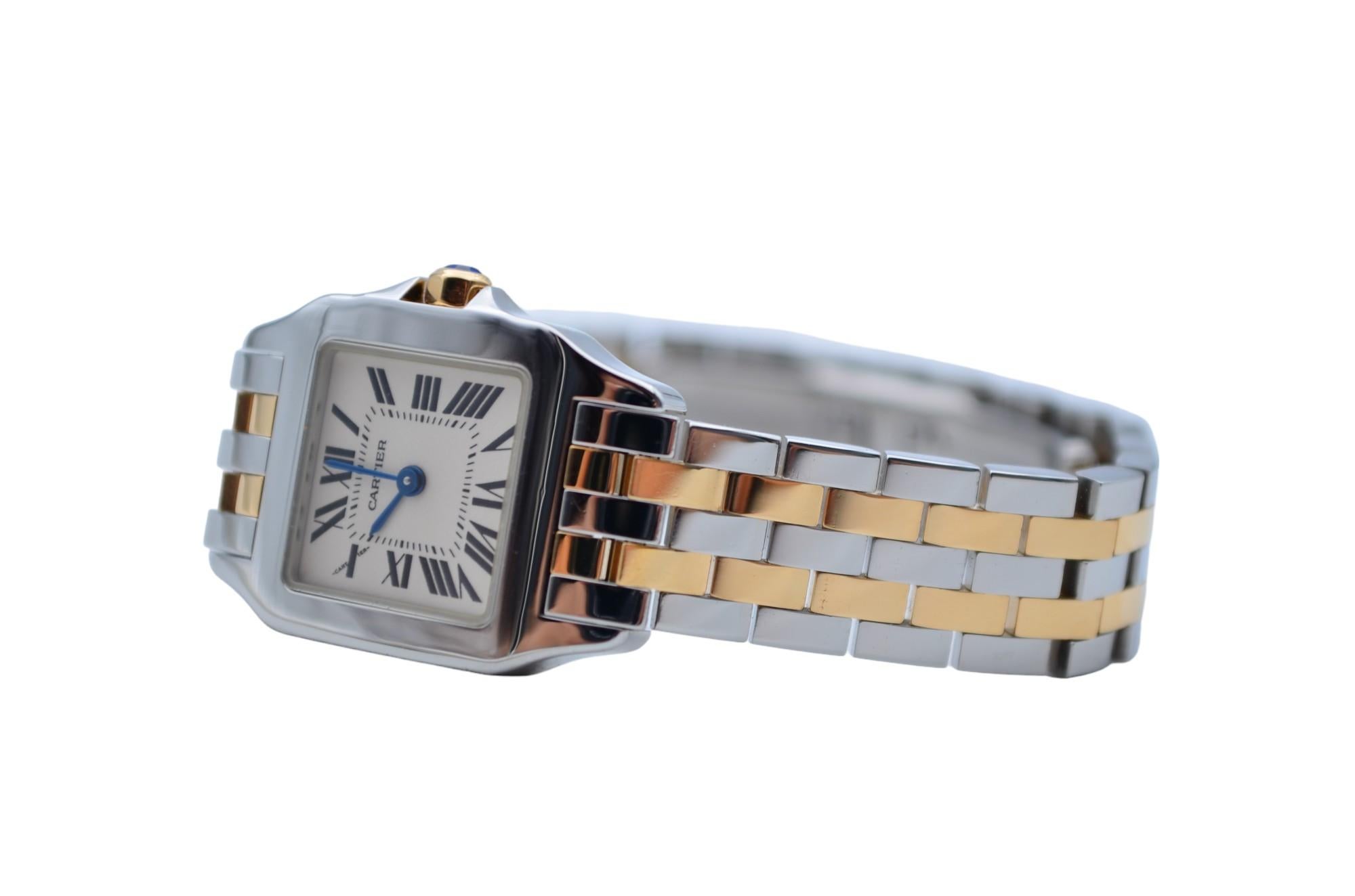 Cartier Santos Demoiselle 20x28mm Two Tone White Roman Dial Ref W25066Z6 2698 In Excellent Condition In București, București