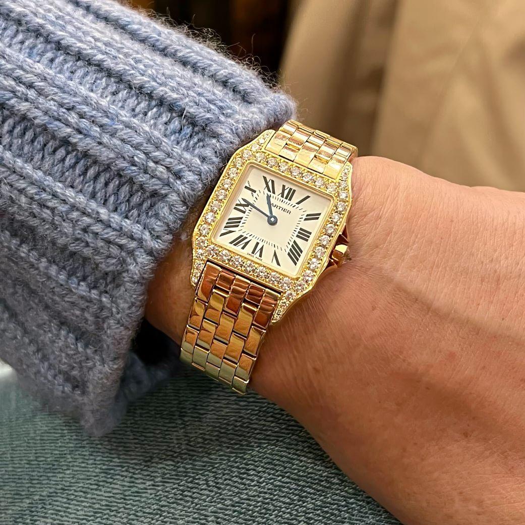 CARTIER Orologio Santos Demoiselle Oro Diamante In condizioni buone in vendita a New York, NY