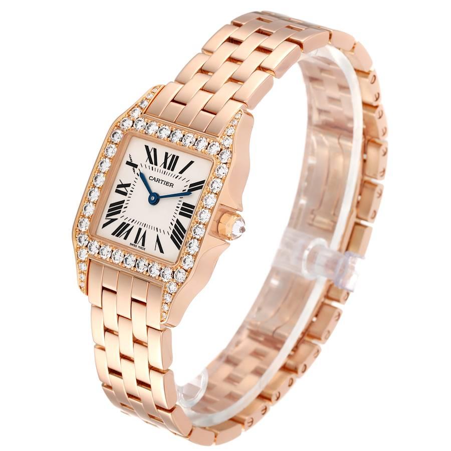 Women's Cartier Santos Demoiselle Large Rose Gold Diamond Ladies Watch WF9007Z8