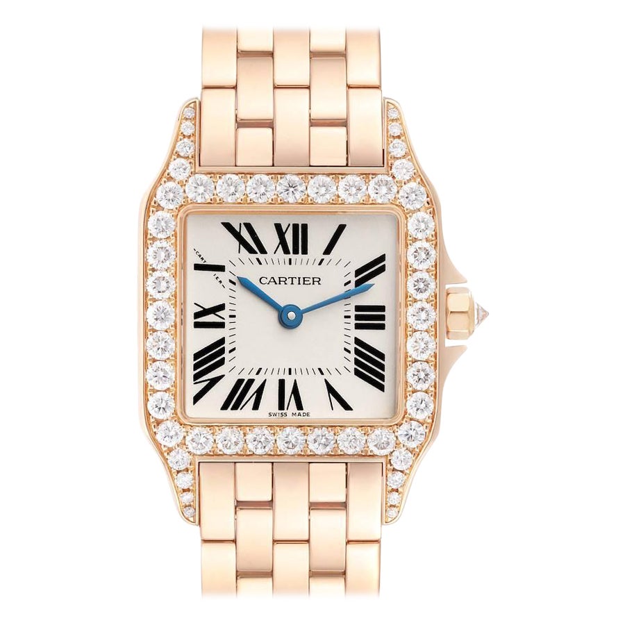 Cartier Santos Demoiselle: Große Roségold-Diamant-Damenuhr WF9007Z8