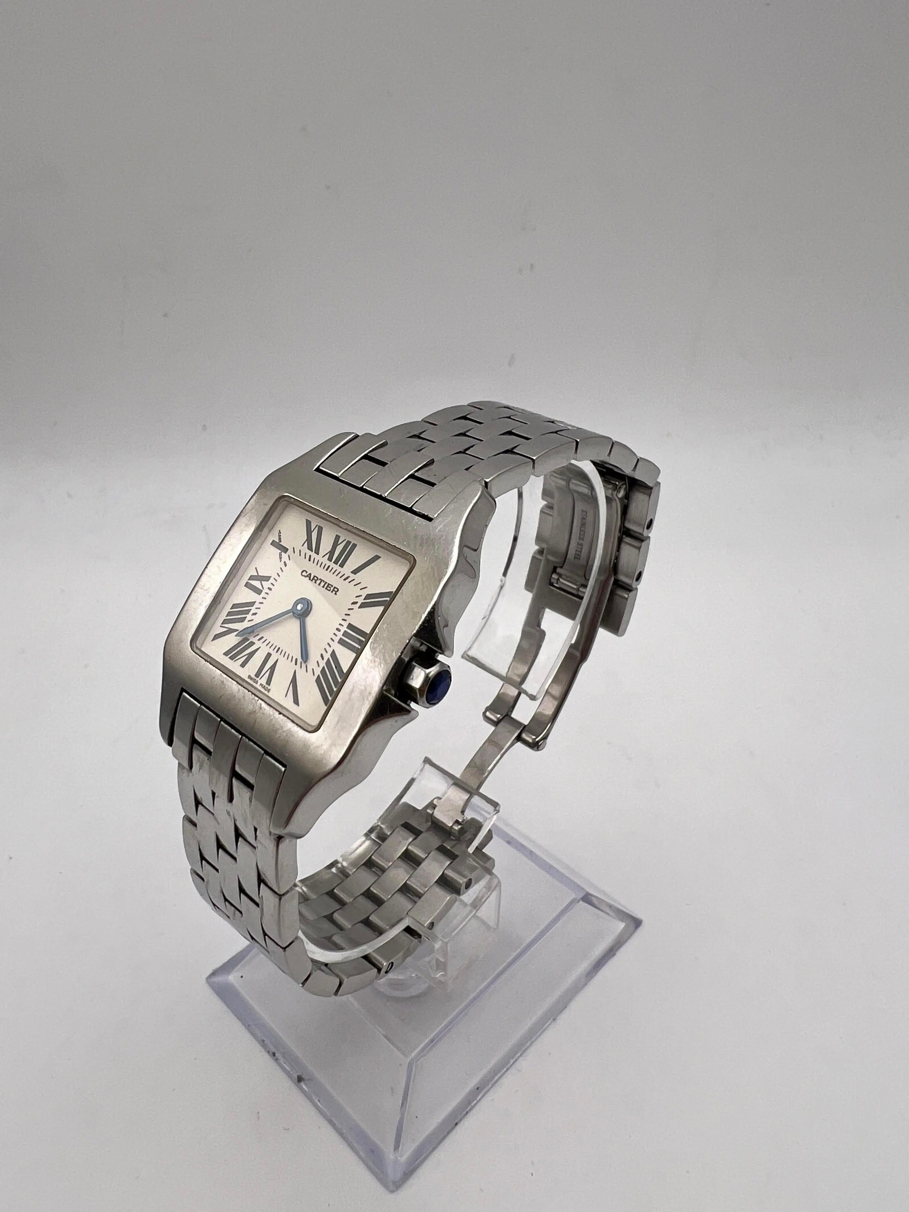 Donna Cartier Santos Demoiselle Midsize 26mm Ivory Silver Dial W25065Z5 in vendita