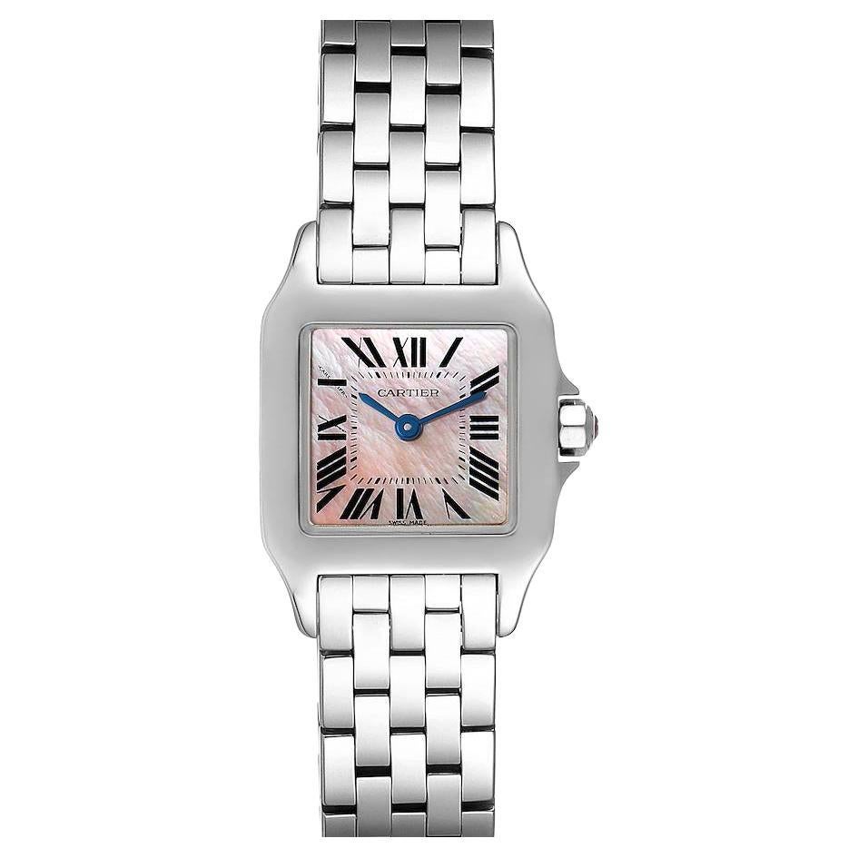 Cartier Santos Demoiselle MOP Dial Steel Ladies Watch W25075Z5 For Sale