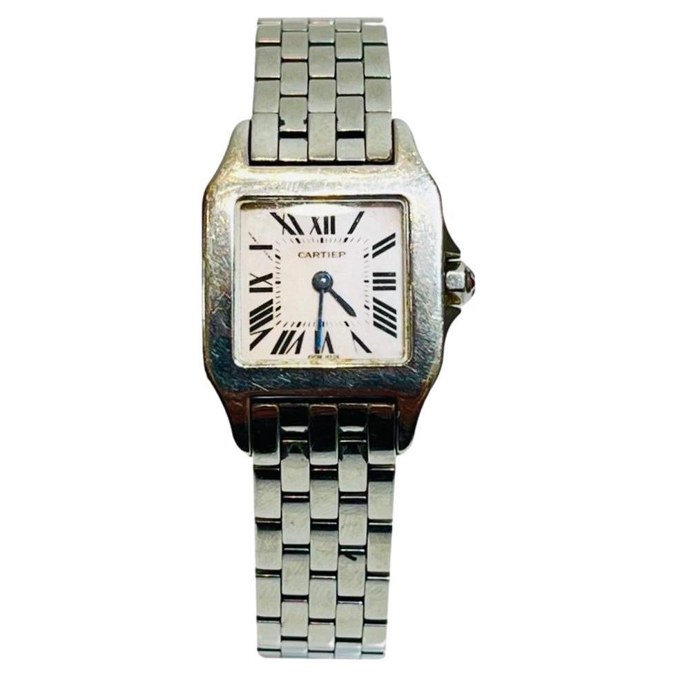 Cartier Santos Demoiselle Mother Of Pearl & Steel Watch For Sale
