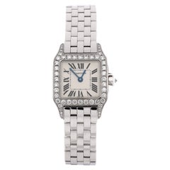 Cartier Santos Demoiselle Quarz-Uhr aus Weißgold mit Diamant-Lünette 20