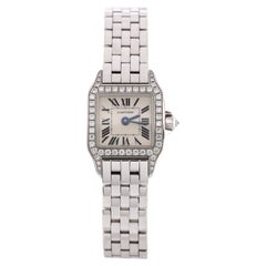 Cartier Santos Demoiselle Quarz-Uhr aus Weißgold mit Diamant-Lünette 20