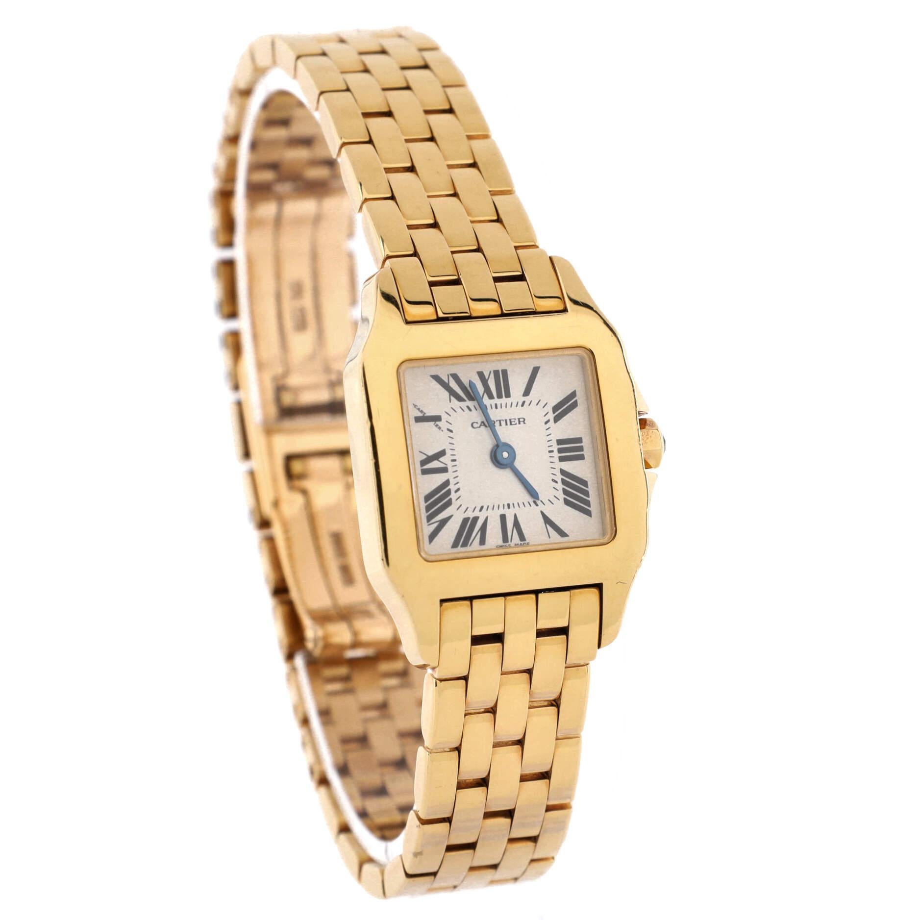 Cartier Santos Demoiselle Quartz Watch Yellow Gold 20 In Good Condition In New York, NY