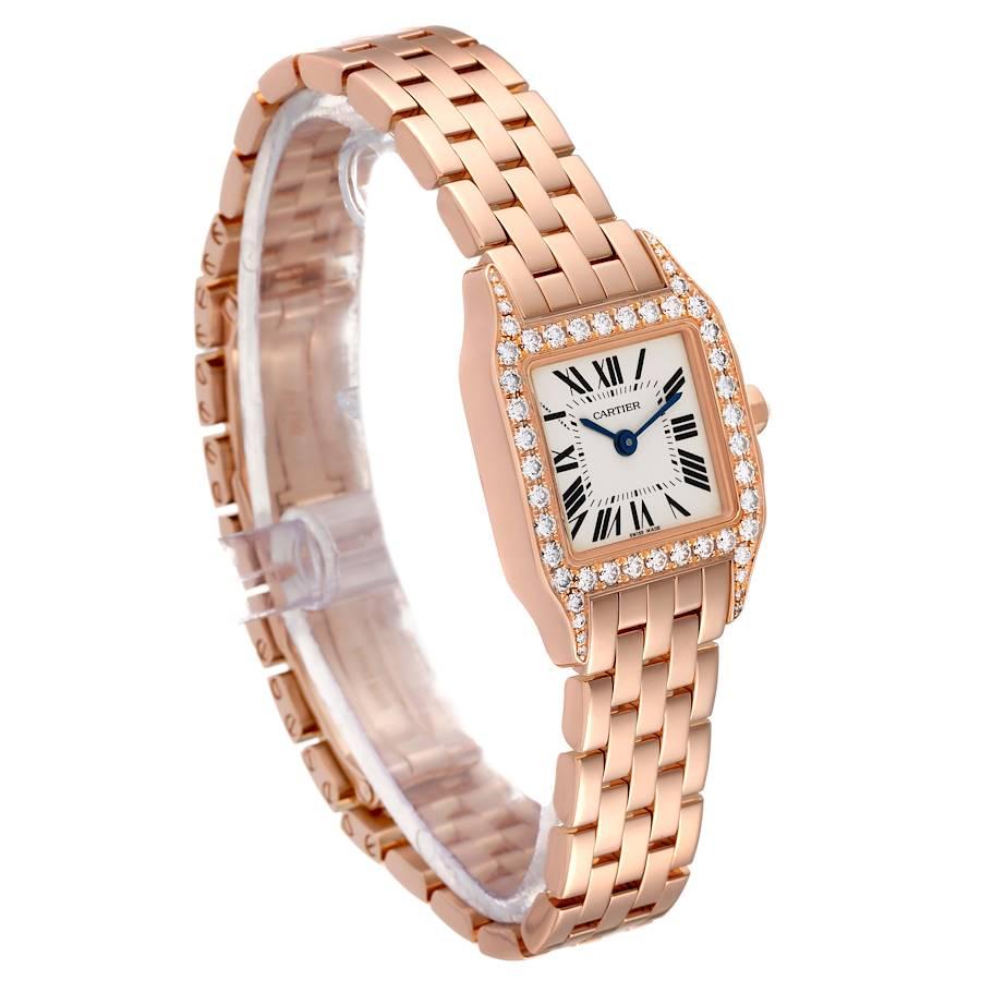 Cartier Santos Demoiselle petite montre pour femme en or rose et diamants 2794 Excellent état - En vente à Atlanta, GA