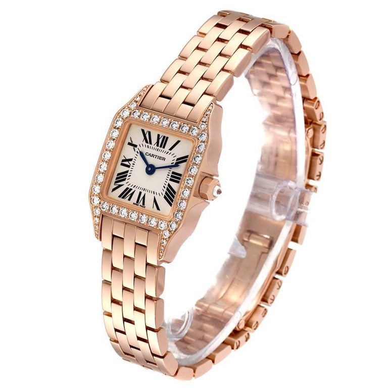 Cartier Santos Demoiselle Small Rose Gold Diamond Ladies Watch 2794 For